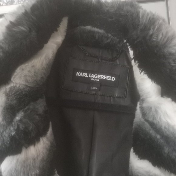 White and black mixed faux fur jacket/ light coat - Picture 1 of 5